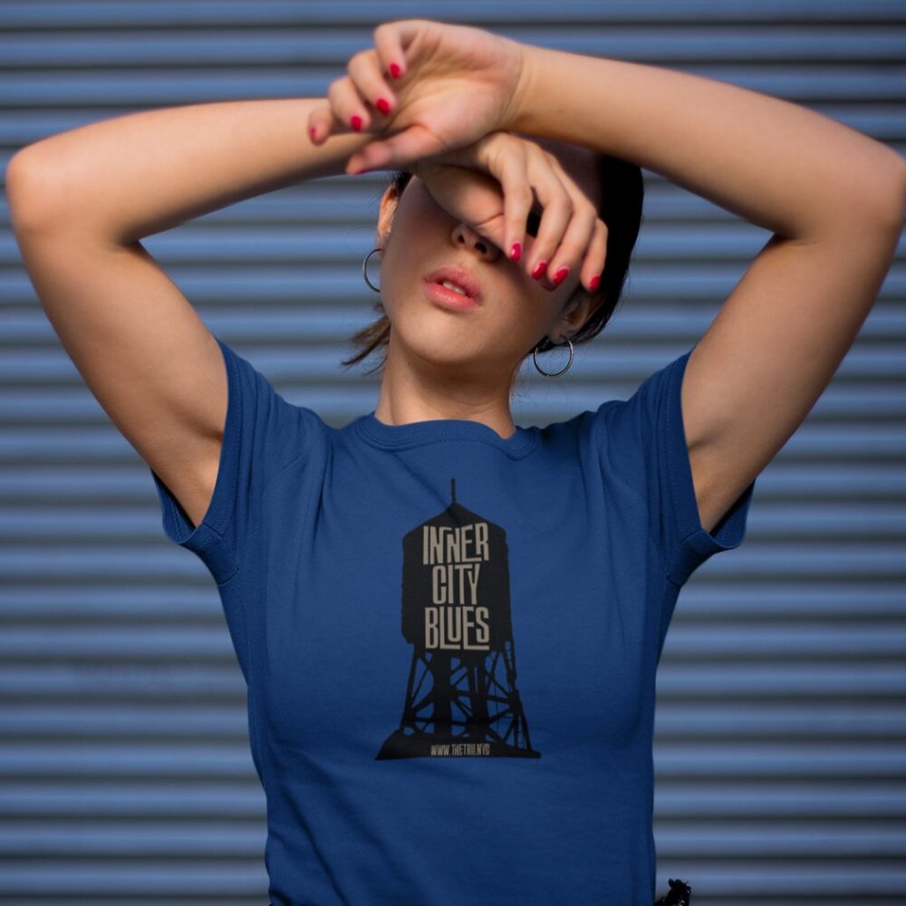 "Inner City Blues" City Series - Royal Blue/black & tan t-shirt